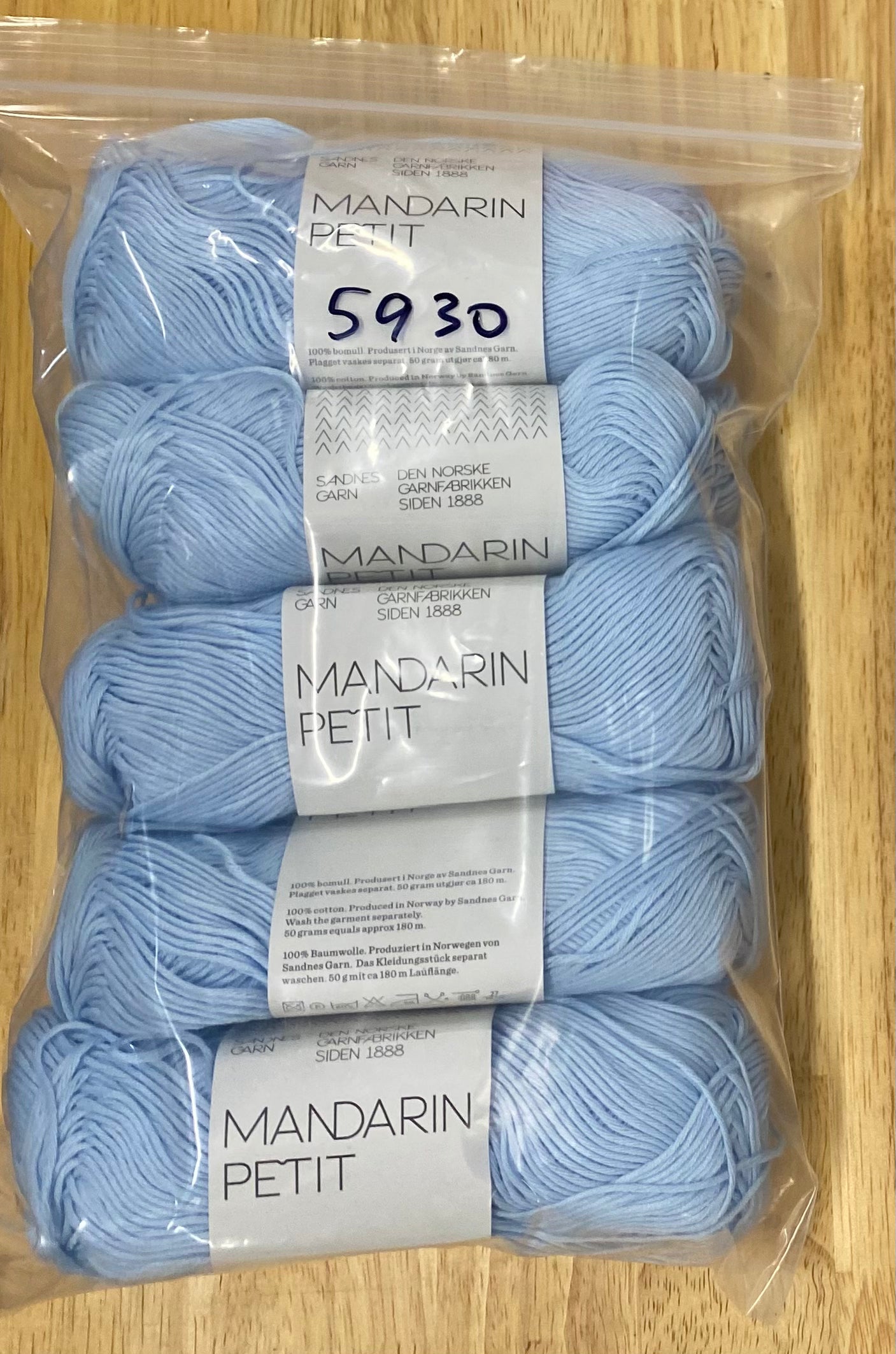 Sandnes Garn Mandarin Petit - Light Blue Bag of 5- Yarnovers