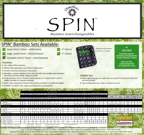 Spin Bamboo Interchangeables Set - Small
