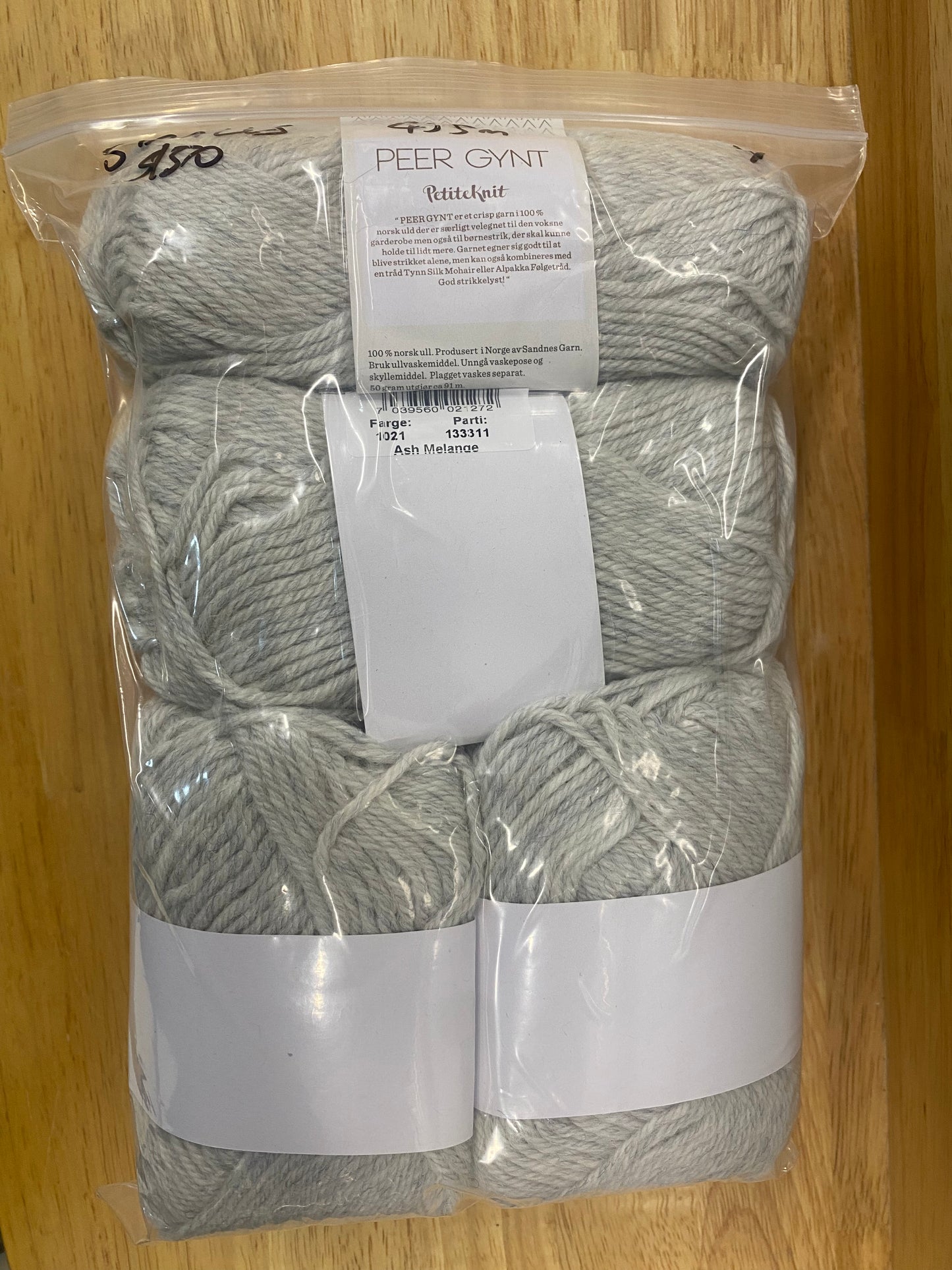 Sandnes Garn Peer Gynt- Ash Melange Bag of 5- Yarnovers