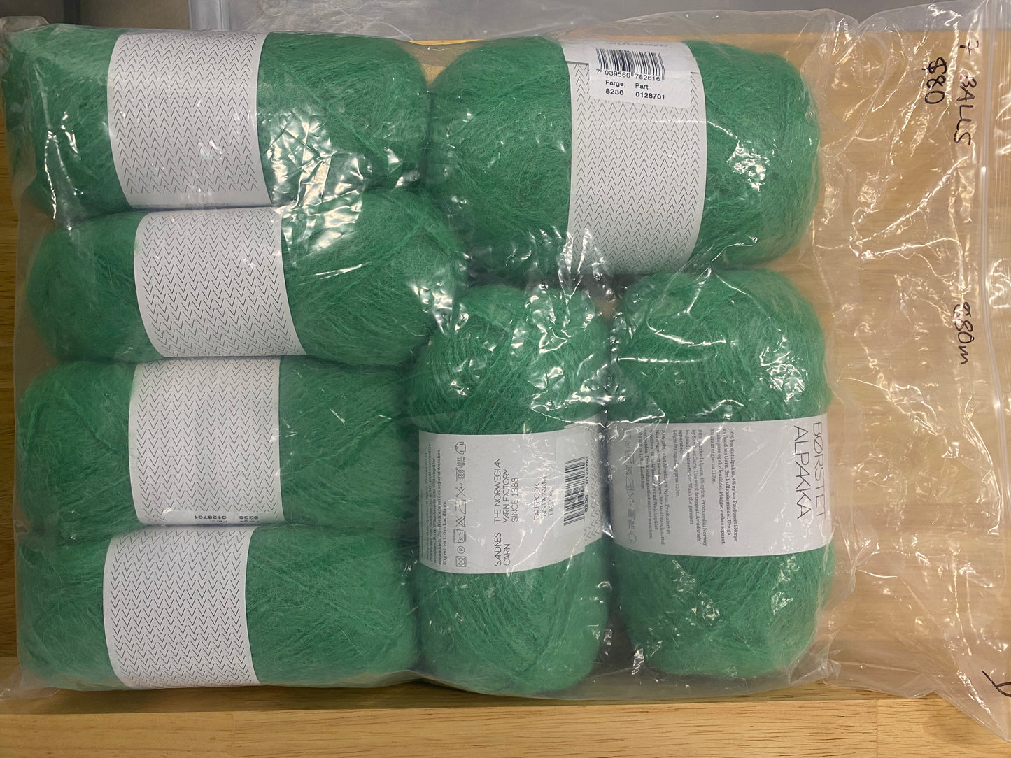 SandnesGarn Børstet Alpakka - Jelly Bean Green Bag of 7 - Yarnovers
