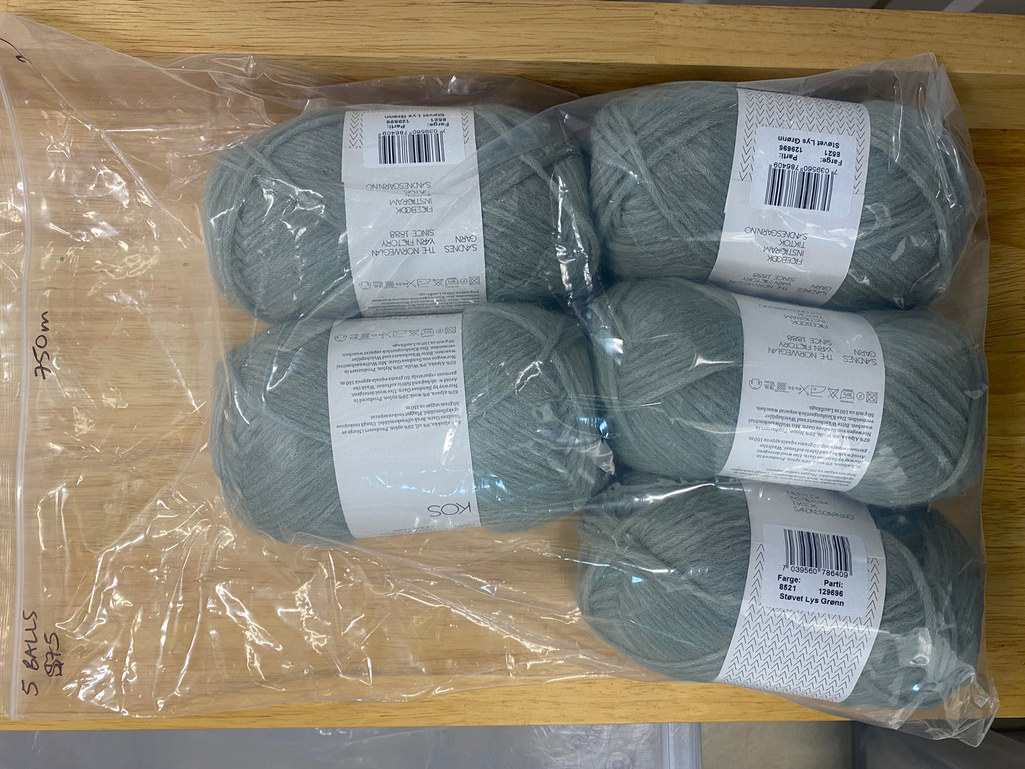 Sandnes Garn - Kos Light Green Bag of 5 - Yarnovers