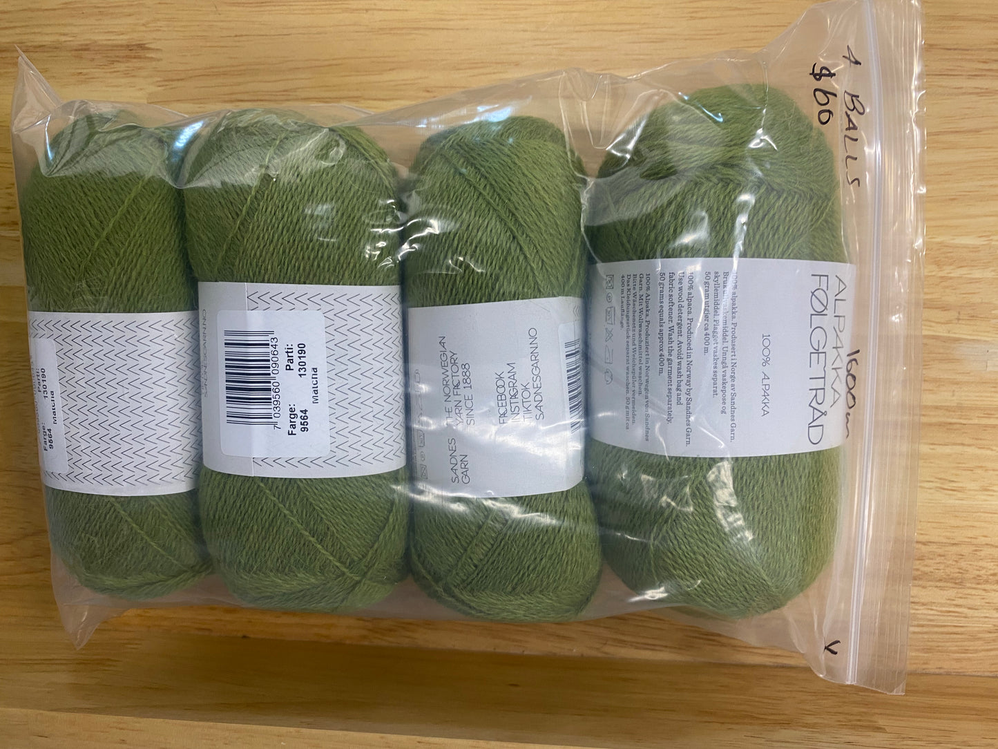 Sandnes Garn - Alpakka Folgetrad Matcha Bag of 4 - Yarnovers
