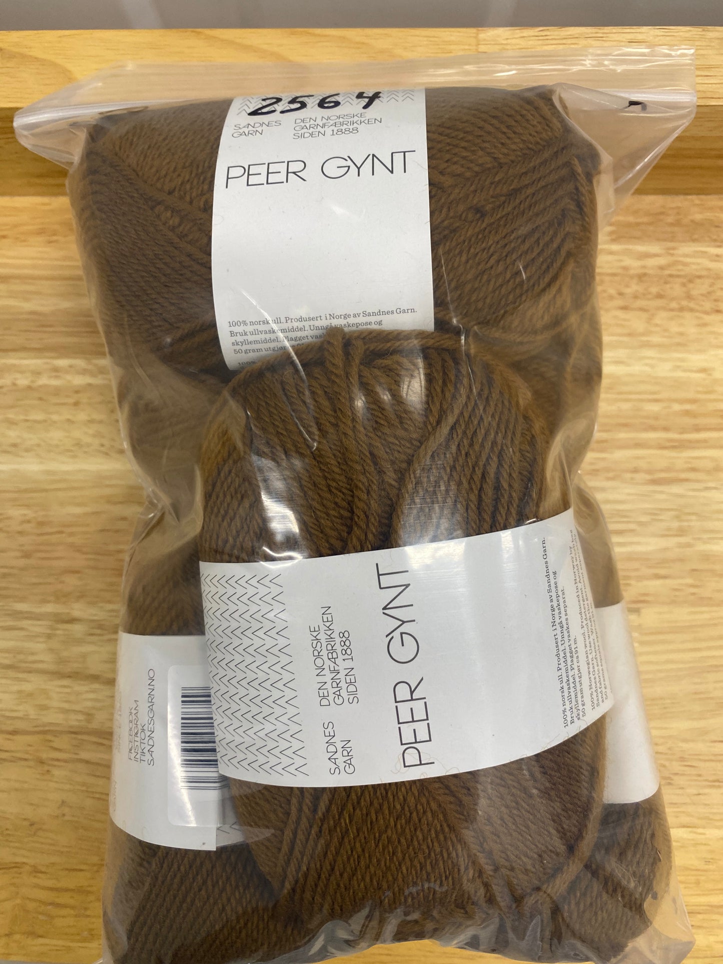 Sandnes Garn Peer Gynt- Gyllenbrun  Bag of 5- Yarnovers