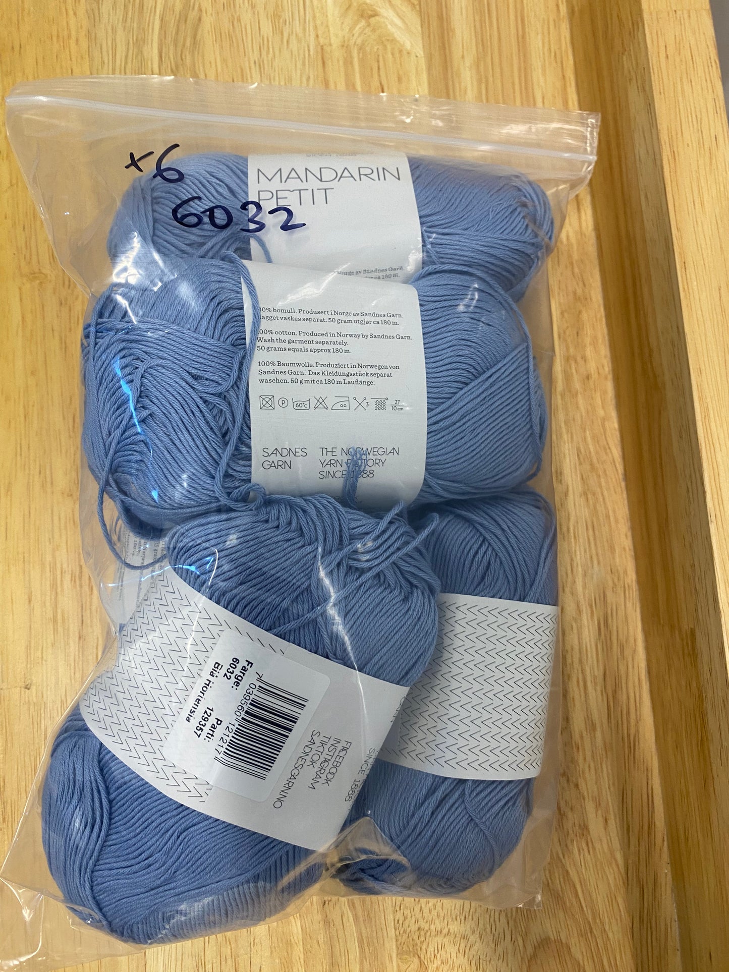 Sandnes Garn Mandarin Petit - Blue Hydrangea Bag of 6-  Yarnovers