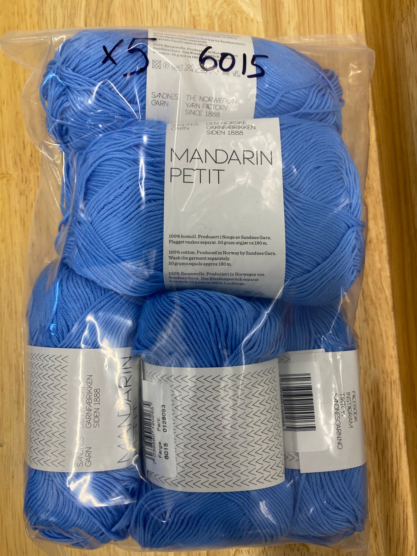 Sandnes Garn Mandarin Petit - Blue - Bag of 5-  Yarnovers