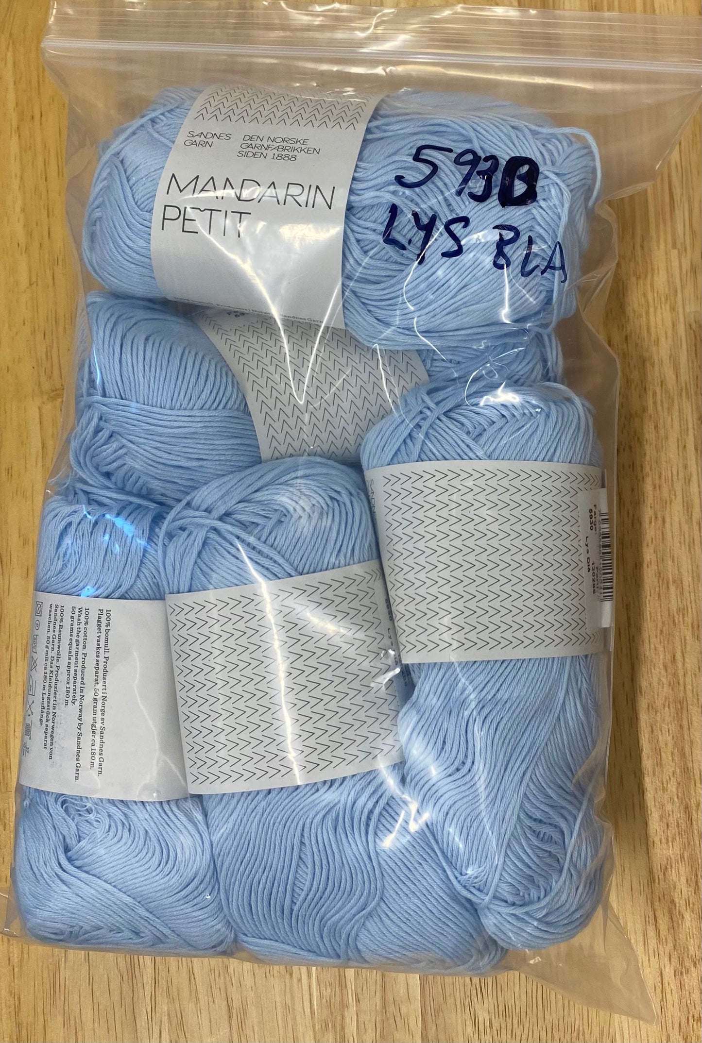 Sandnes Garn Mandarin Petit - Light Blue Bag of 5-  Yarnovers