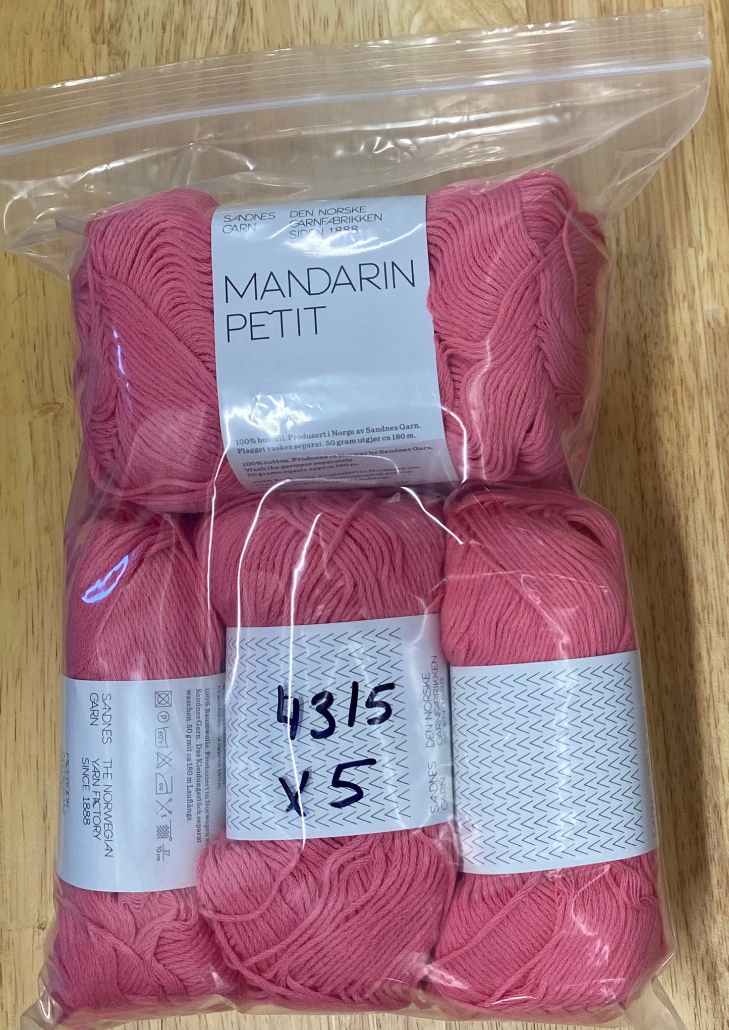 Sandnes Garn Mandarin Petit - Bubblegum Pink Bag of 5-  Yarnovers