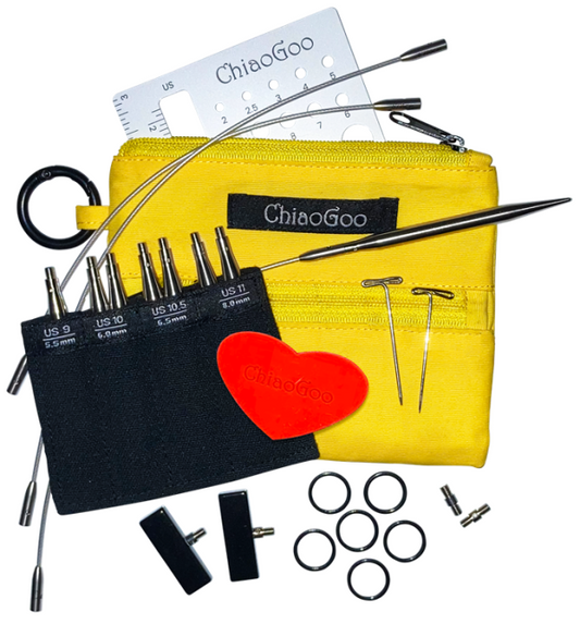 ChiaoGoo Interchangeable Circular Needle Set Twist Yellow Shorties- Complete Set 3"